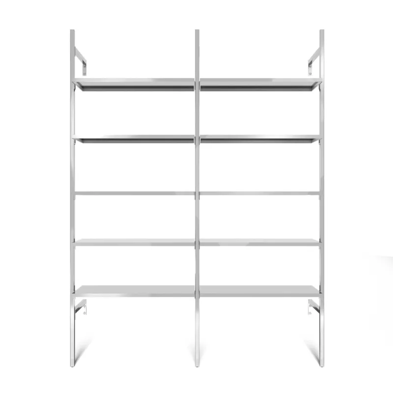 Frame Chrome Walk-In Garderobensystem in 2 Reihen - (5 Regale / 5 Regale) flexibles Aufbewahrungssystem in Chrom