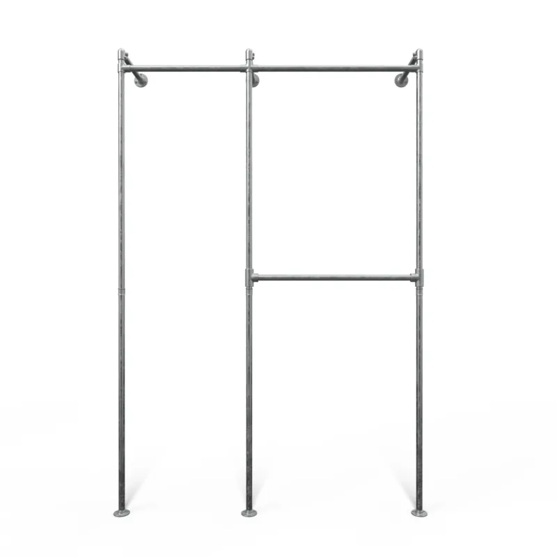 Original Steele Begehbares Kleiderschranksystem mit 2 Sektionen - (1 Kleiderstange / 2 Kleiderstangen) flexible Garderobenlösung