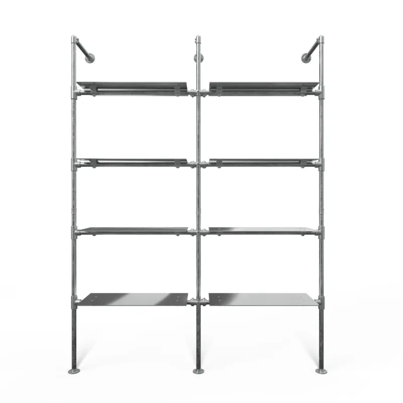 Original Steele Regalsystem mit 2 Sektionen - (4 Regalböden / 4 Regalböden) flexibles Aufbewahrungssystem