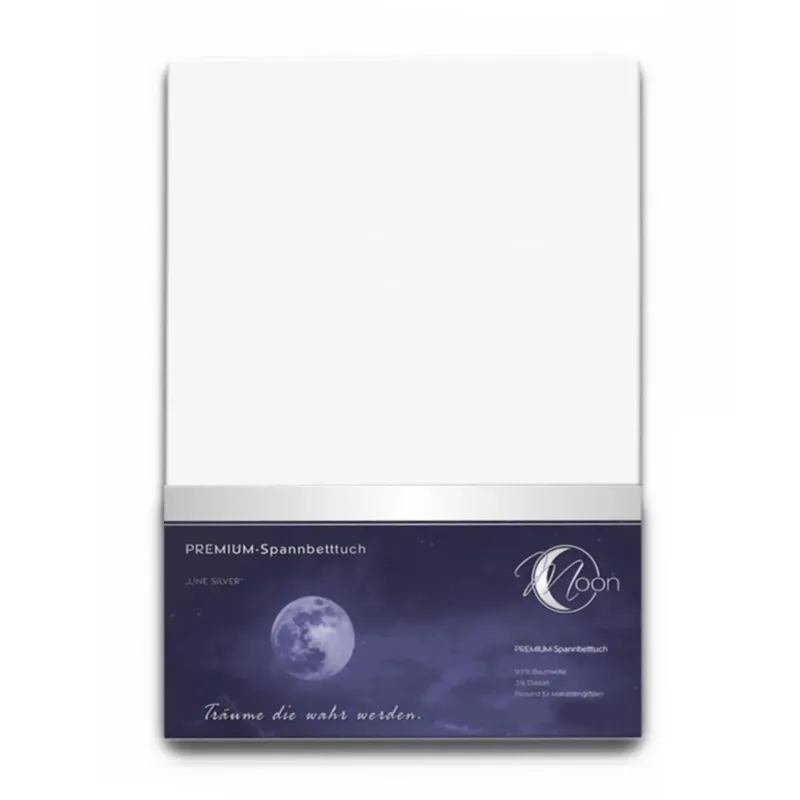 Spannbettlaken Spannbetttuch Line Silver 100x200 190g/m² weiß Baumwolle MOON Restposten