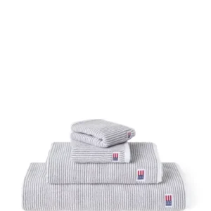 LEXINGTON Original Handtuch weiß / grau gestreift
