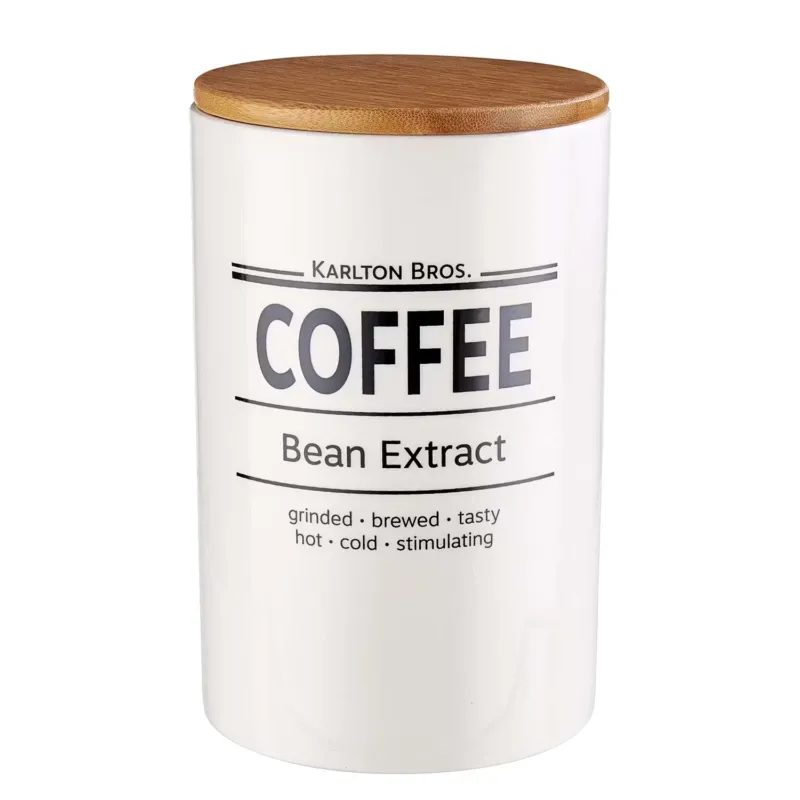 KARLTON BROS. Vorratsdose Coffee - Porzellan / Bambus - Weiß - Weiß