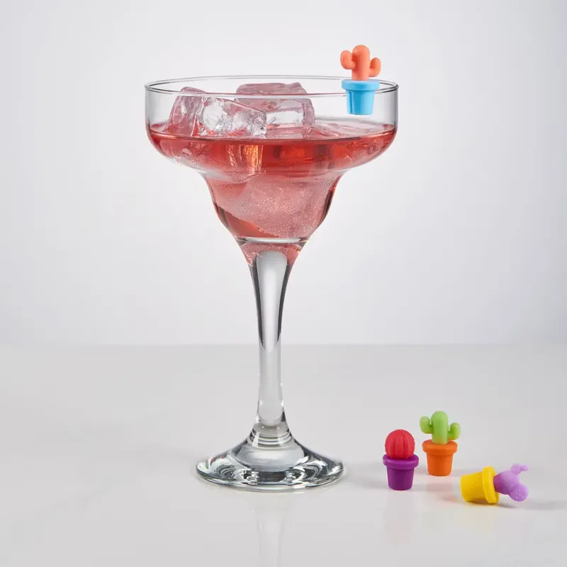 MY DRINK Glasmarker Kaktus 6er-Set - Silikon - Mehrfarbig