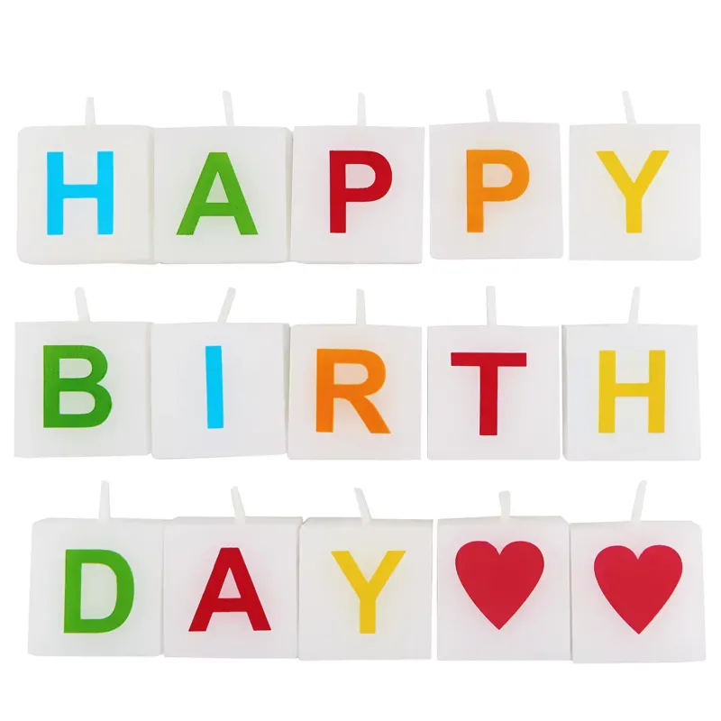 HAPPY BIRTHDAY Kerzen-Set 15-tlg. - Paraffin - Mehrfarbig