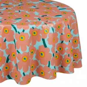 WATERPROOF Wachstischdecke Blumen - Polyester / EVA - Grün / Orange