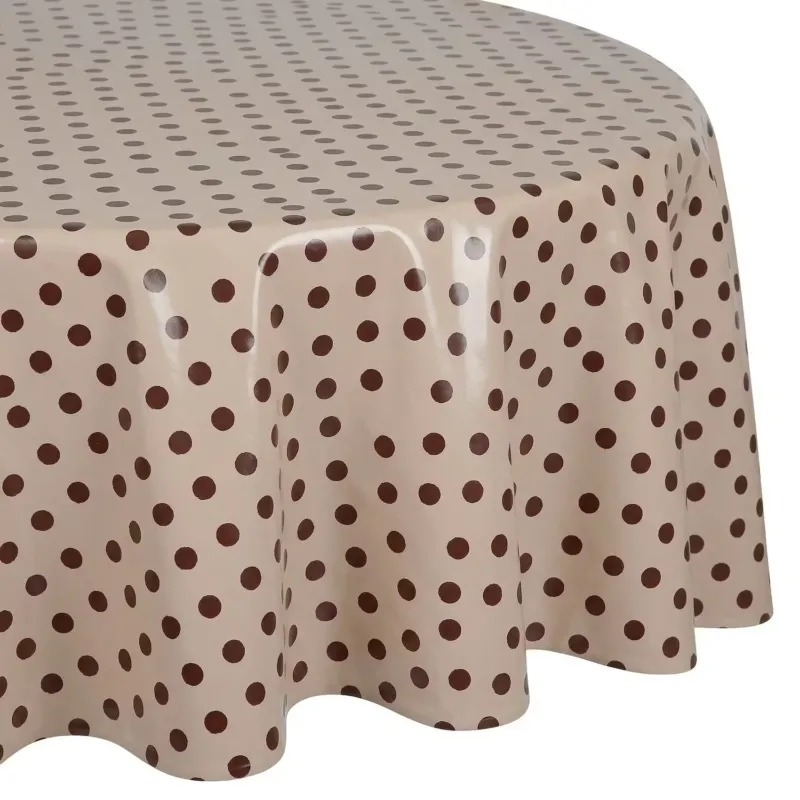WATERPROOF Wachstischdecke Punkte - Polyester / EVA - Pink / Braun
