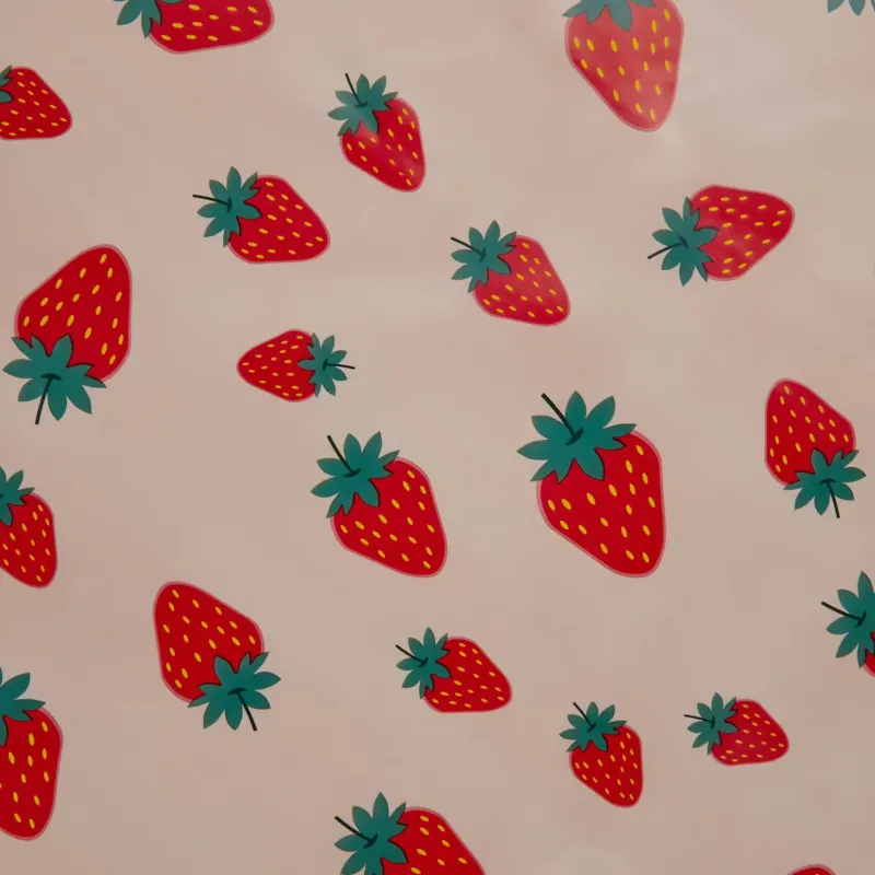 WATERPROOF Wachstischdecke Strawberry - Polyester / EVA - Pink / Rot - 130 x 160 cm
