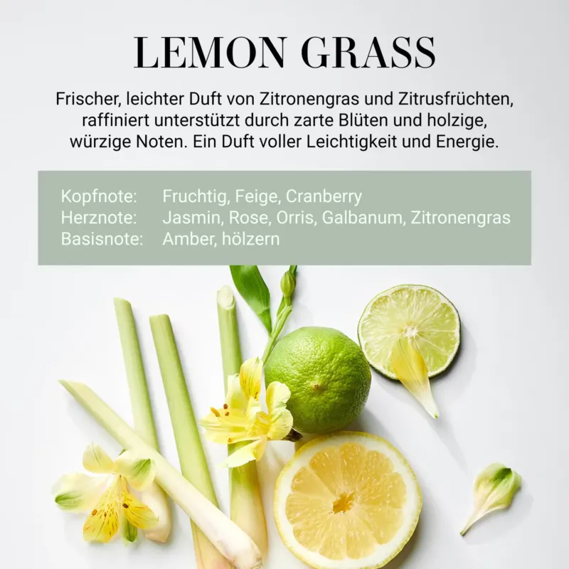 HOME & SOUL Duftkerze Lemon Grass - Sojawachs/Paraffinwachs/Duftanteil /Pinienholz - Grün