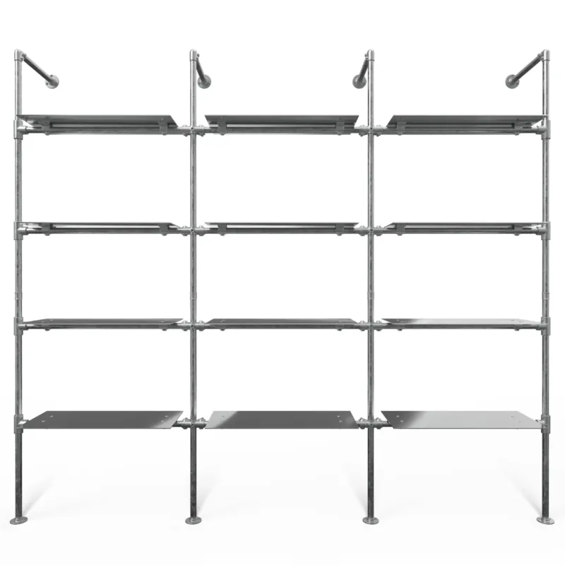 Original Steele Regalsystem mit 3 Sektionen - (4 Regalböden / 4 Regalböden / 4 Regalböden) Aufbewahrungssystem