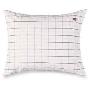 LEXINGTON Kissenbezug aus kariertem Percale, weiß/beige/marineblau