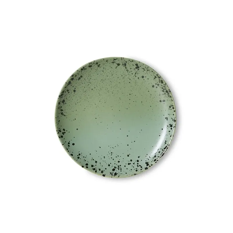 2 Assiettes à dessert rondes en grès vert 17,5cm Vaisselle 70s - HKLiving - The Cool Republic