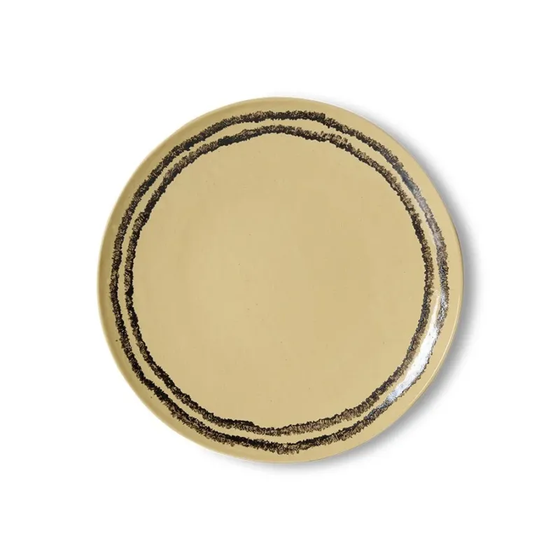 2 Assiettes à diner rondes en grès jaune 27,5cm Vaisselle 70s - HKLiving - The Cool Republic