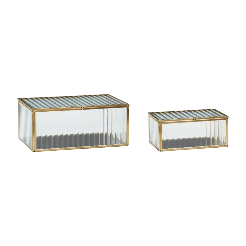 2 boîtes en verre strié et laiton - Hübsch - The Cool Republic