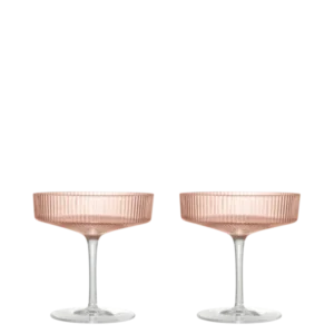 2 Coupes de champagne en verre soufflé recyclé rose Ripple - Ferm Living - The Cool Republic