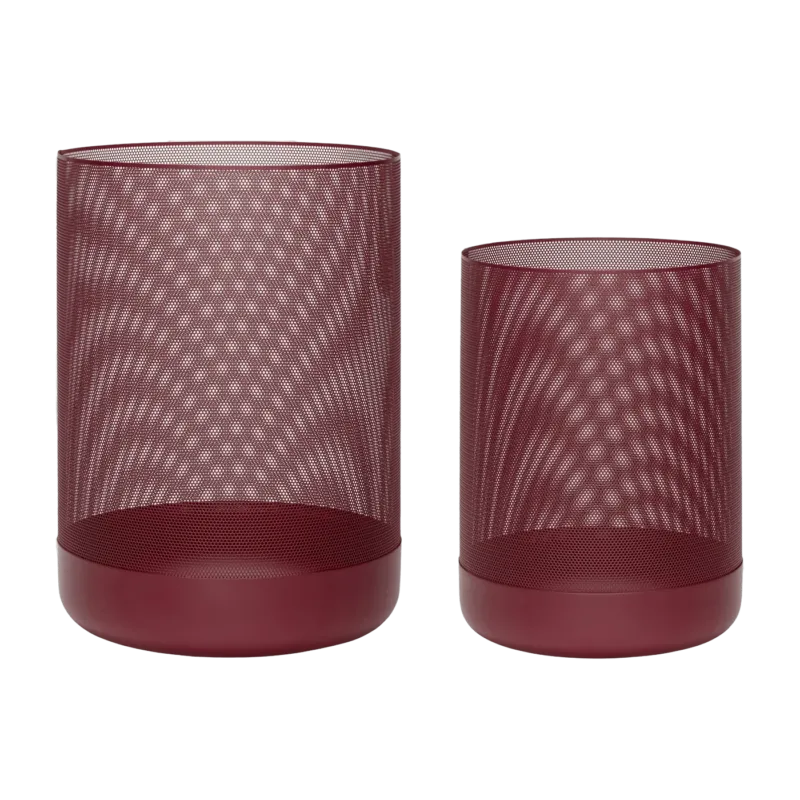 2 Paniers ronds en métal bordeaux - Hübsch - The Cool Republic