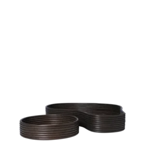 2 Plateaux en rotin teinté foncé 50 x 35 x 8 cm Isola - Ferm Living - The Cool Republic