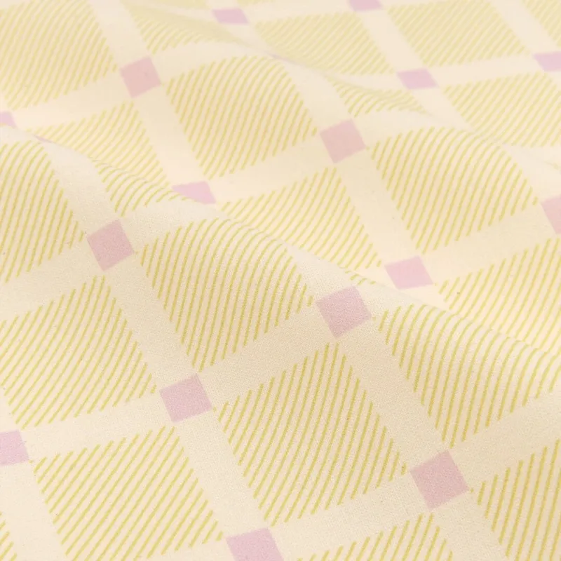 2 serviettes de table en popeline de coton bio à carreaux jaune et rose 45 x 45 cm - Nobodinoz - The Cool Republic