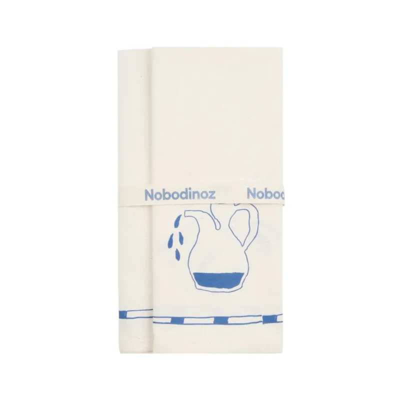 2 serviettes de table en popeline de coton bio bleu 45 x 45 cm - Nobodinoz - The Cool Republic