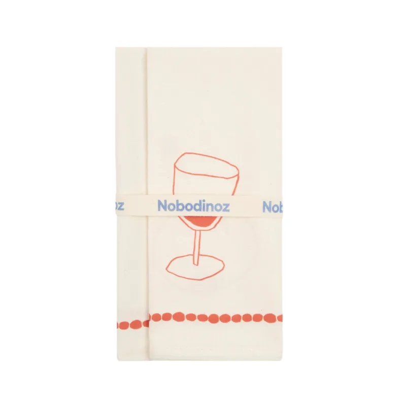 2 serviettes de table en popeline de coton bio rouge 45 x 45 cm - Nobodinoz - The Cool Republic