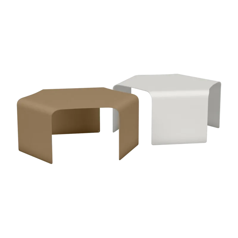 2 Tables basses en acier blanc et sable Ponant - Matière Grise - The Cool Republic