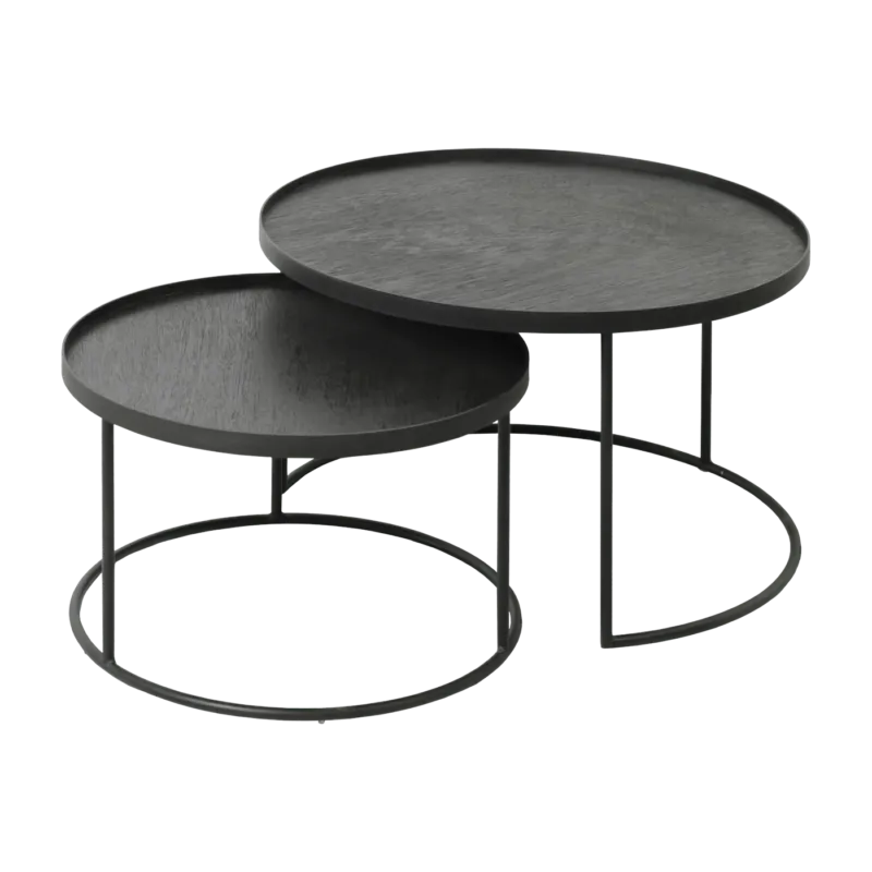 2 tables basses gigognes en métal à plateau rond 62 cm - Ethnicraft Accessories - The Cool Republic