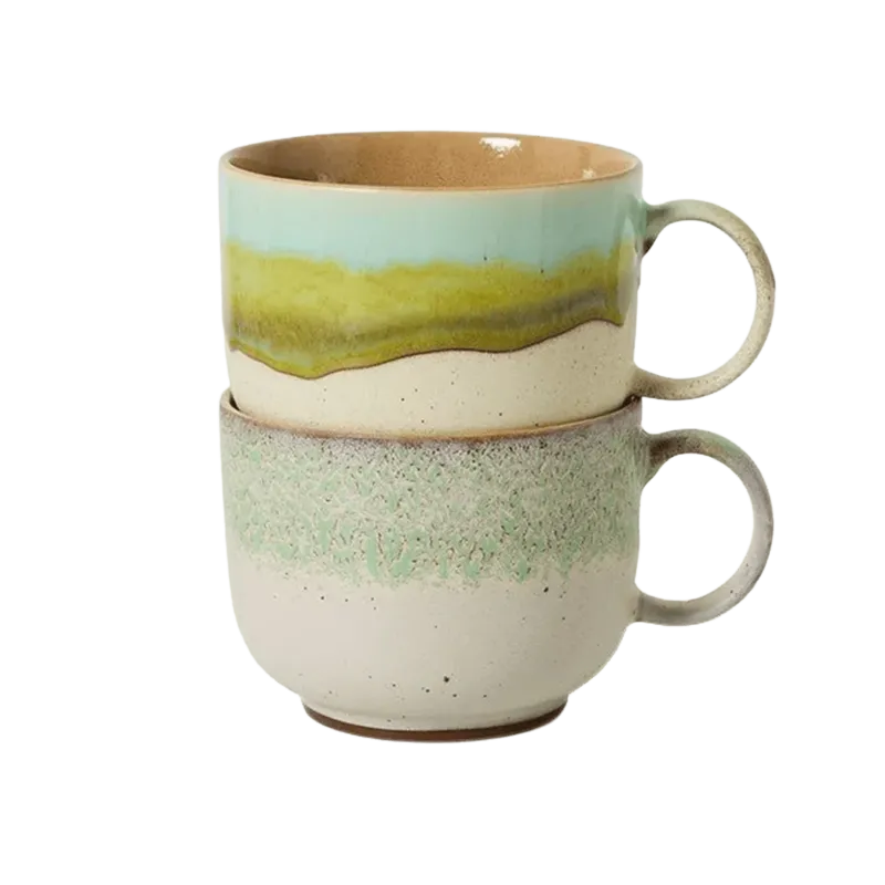 2 tasses à thé en céramique néo 14,2x10,4x8,3cm 70's ceramics - HKliving - The Cool Republic