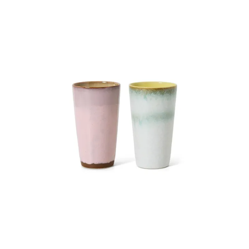 2 tasses en céramique fresco 7,5x13cm 70's ceramics - HKliving - The Cool Republic