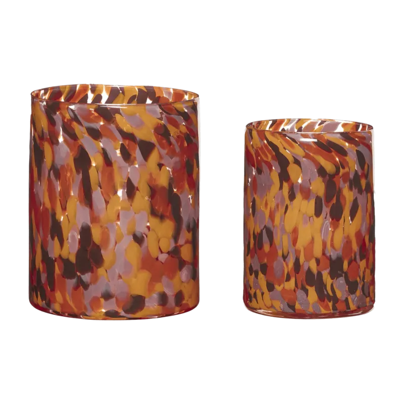 2 vases en verre orange Luce - Hübsch - The Cool Republic