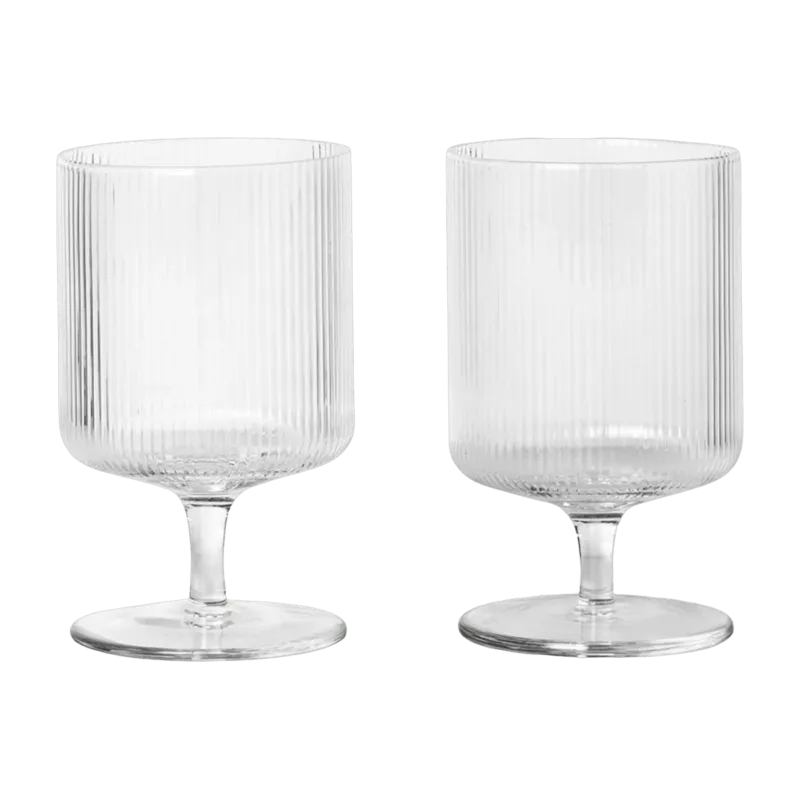 2 Verres à vin transparents Ripple - Ferm Living - The Cool Republic