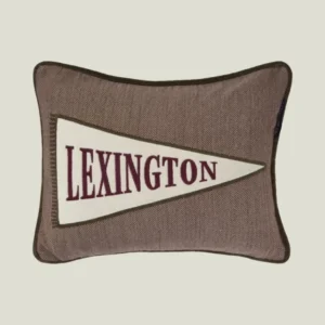 LEXINGTON Flaggenlogo Kissen aus Bio-Baumwolltweed, 40 x 30 cm, beige/hellbeige/fig
