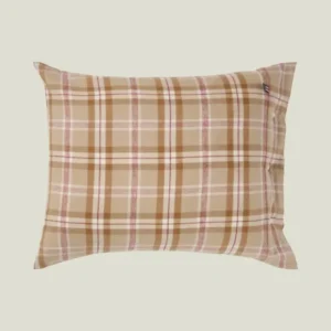 LEXINGTON Karierter Kissenbezug aus Baumwollflanell, fudge/beige/fig