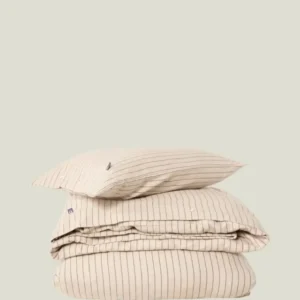 LEXINGTON Bettwäsche-set aus Baumwollflanell mit nadelstreifen, beige/braun