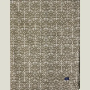 LEXINGTON Ornament-Jacquard Baumwoll-Tischdecke, beige/dunkeloliv
