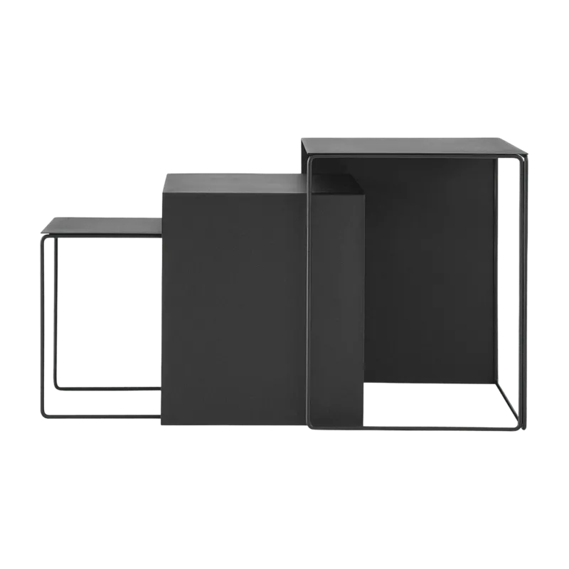 3 tables basses gigognes en métal noir Cluster - Ferm Living - The Cool Republic