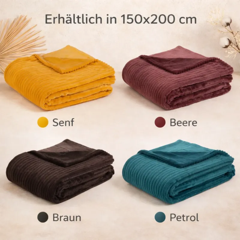 Gözze Wendedecke Kuscheldecke Cord Optik 150x200 Wohndecke