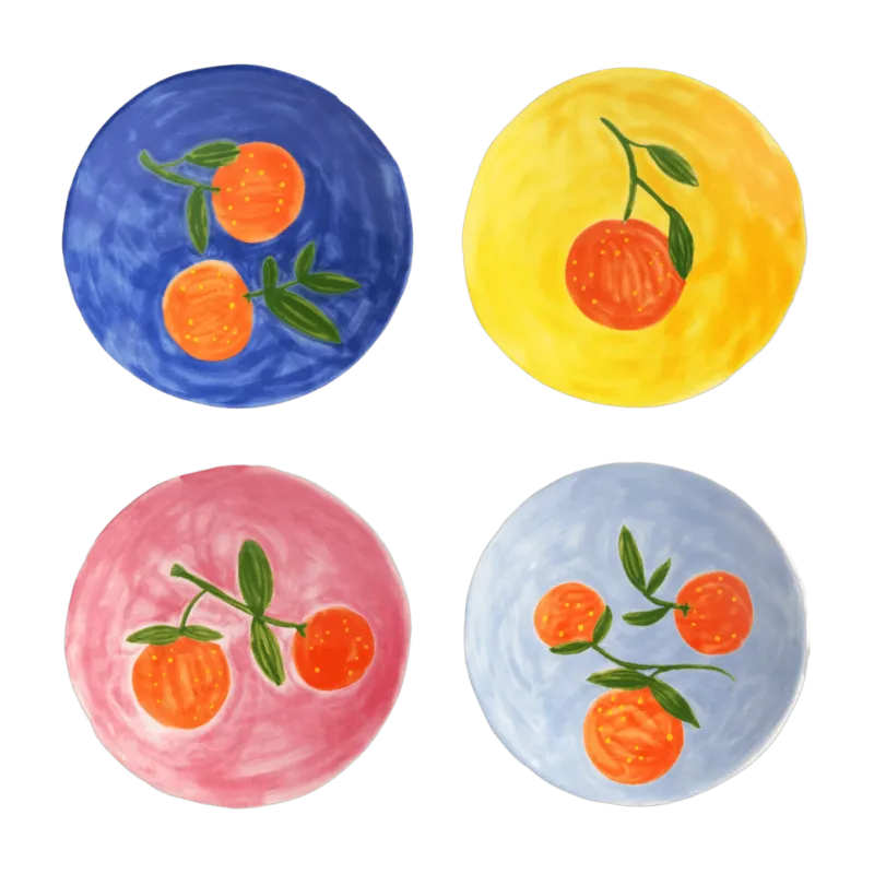 4 assiettes à motifs colorés orange 16 cm - &Klevering - The Cool Republic