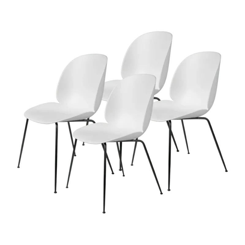 4 Chaises blanc Albâtre et piètement métal noir mat Beetle - Gubi - The Cool Republic