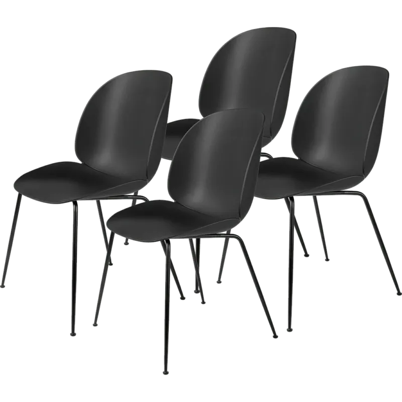 4 chaises en plastique beige et acier noir mat 55x56x87cm Beetle - Gubi - The Cool Republic