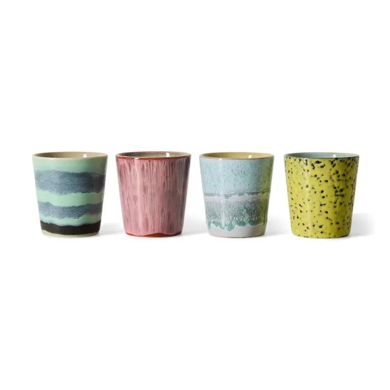 4 Tasses à café en grès coloré 230ml Vaisselle 70s - HKLiving - The Cool Republic