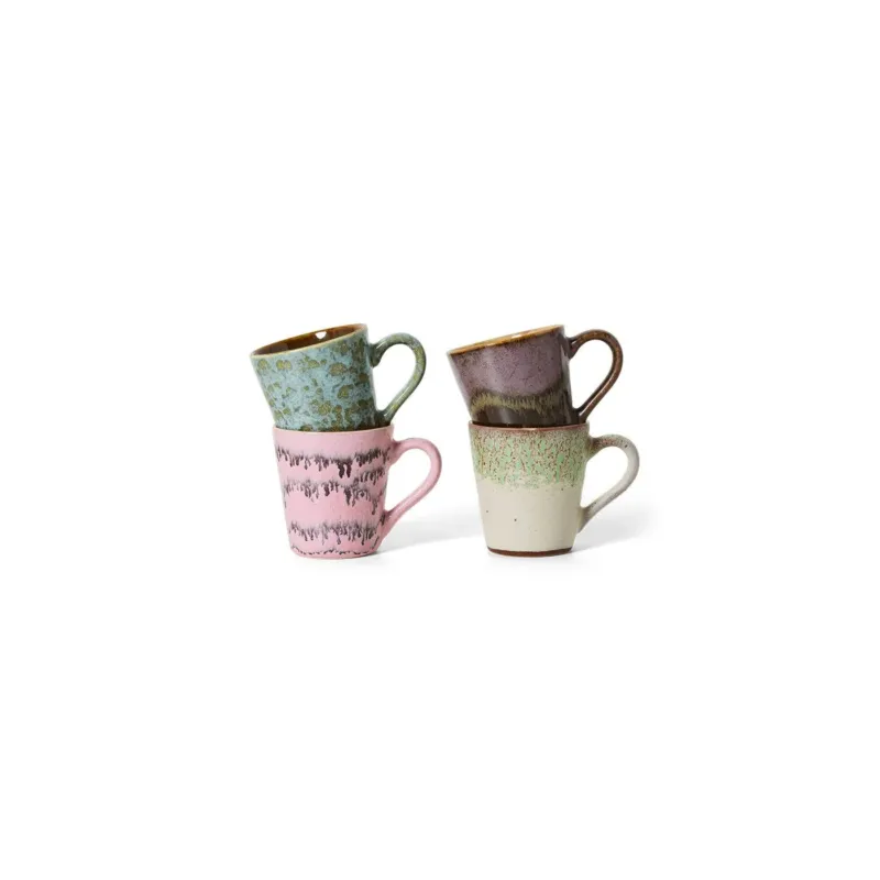 4 tasses à expresso en céramique 8x5,8x6,2cm 70's ceramics - HKliving - The Cool Republic