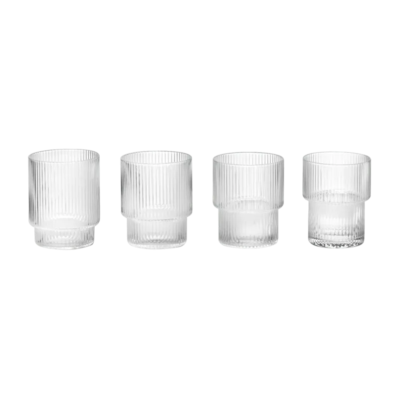 4 Verres à eau Ripple - Ferm Living - The Cool Republic