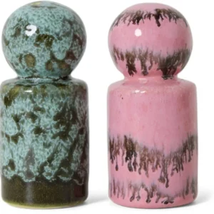 Salière et poivrier en céramique baroque 4,8x4,8x9,8cm Vaisselle 70's - HKLiving