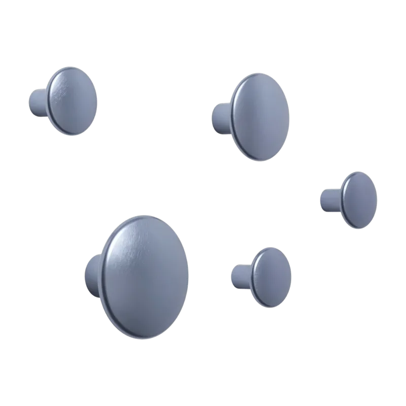 5 Patères rondes en aluminium bleu 5 cm The Dots - Muuto - The Cool Republic