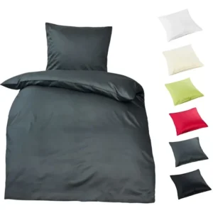 Bettwäsche Mako Satin und Kissenbezüge 100% Baumwolle glatt 130g/m² Moon Premium