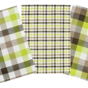 3er Pack Kracht Halbleinen Geschirrtuch 50x70 Karo 213-218-50-16 grün