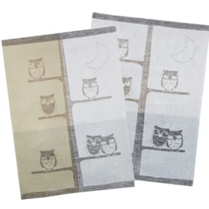 2er Pack Geschirrtuch Küchentuch Halbleinen 50x70 Eulen 215-457 Kracht