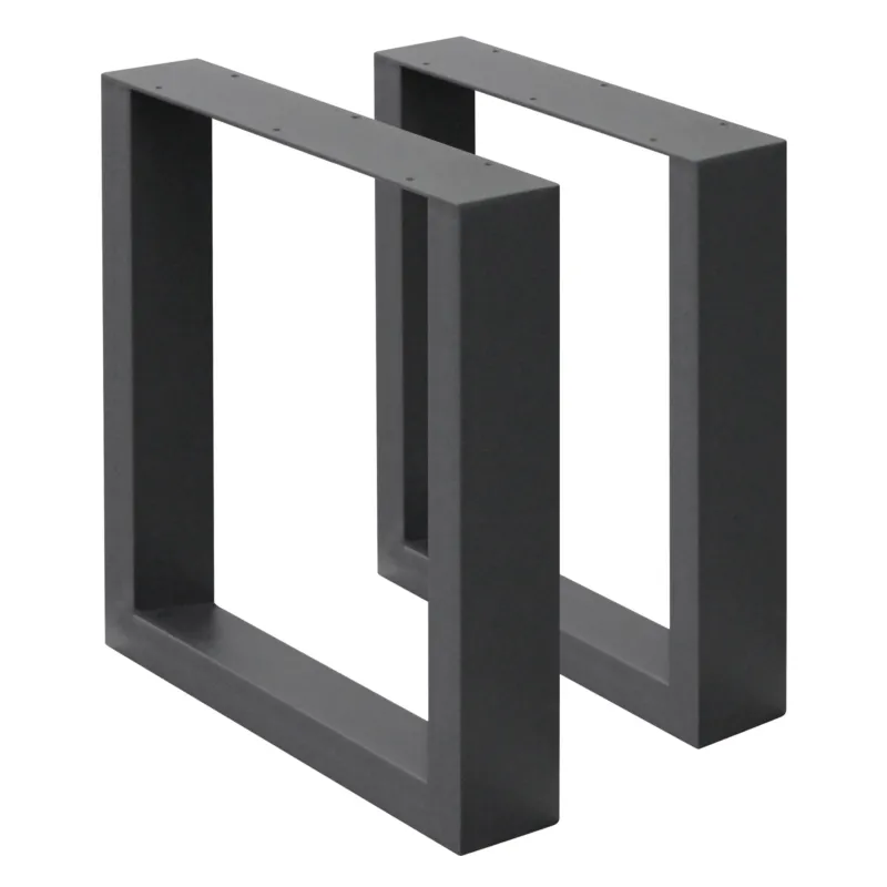 Zwei schwarze Metallrahmen in rechteckiger Form, nebeneinander stehend.