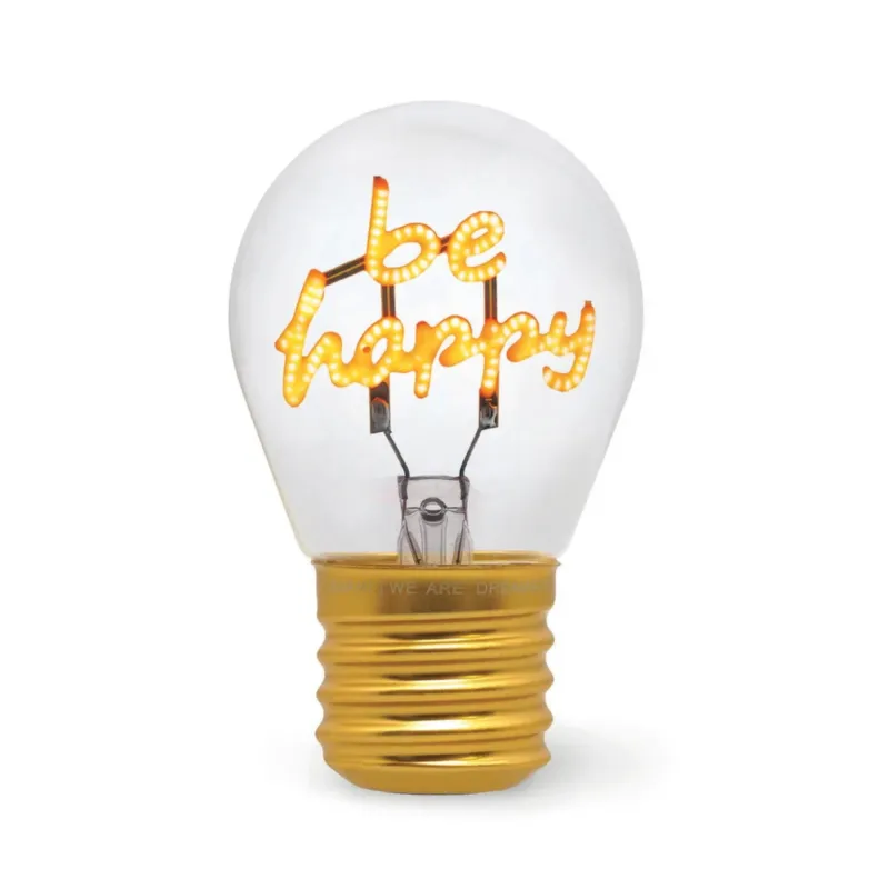 Deko-Tischlampe in Glühbirnenform - "Be Happy" von LEGAMI, Produktansicht 1