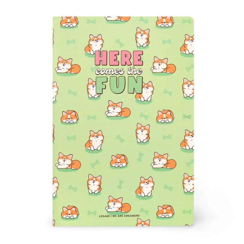 Liniertes A5-Notizbuch QUADERNO - "Corgi" von LEGAMI, Produktansicht 1