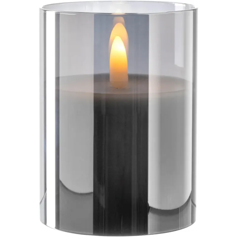 LED-Kerze Silber PALAZZO 10x8 cm von LEONARDO